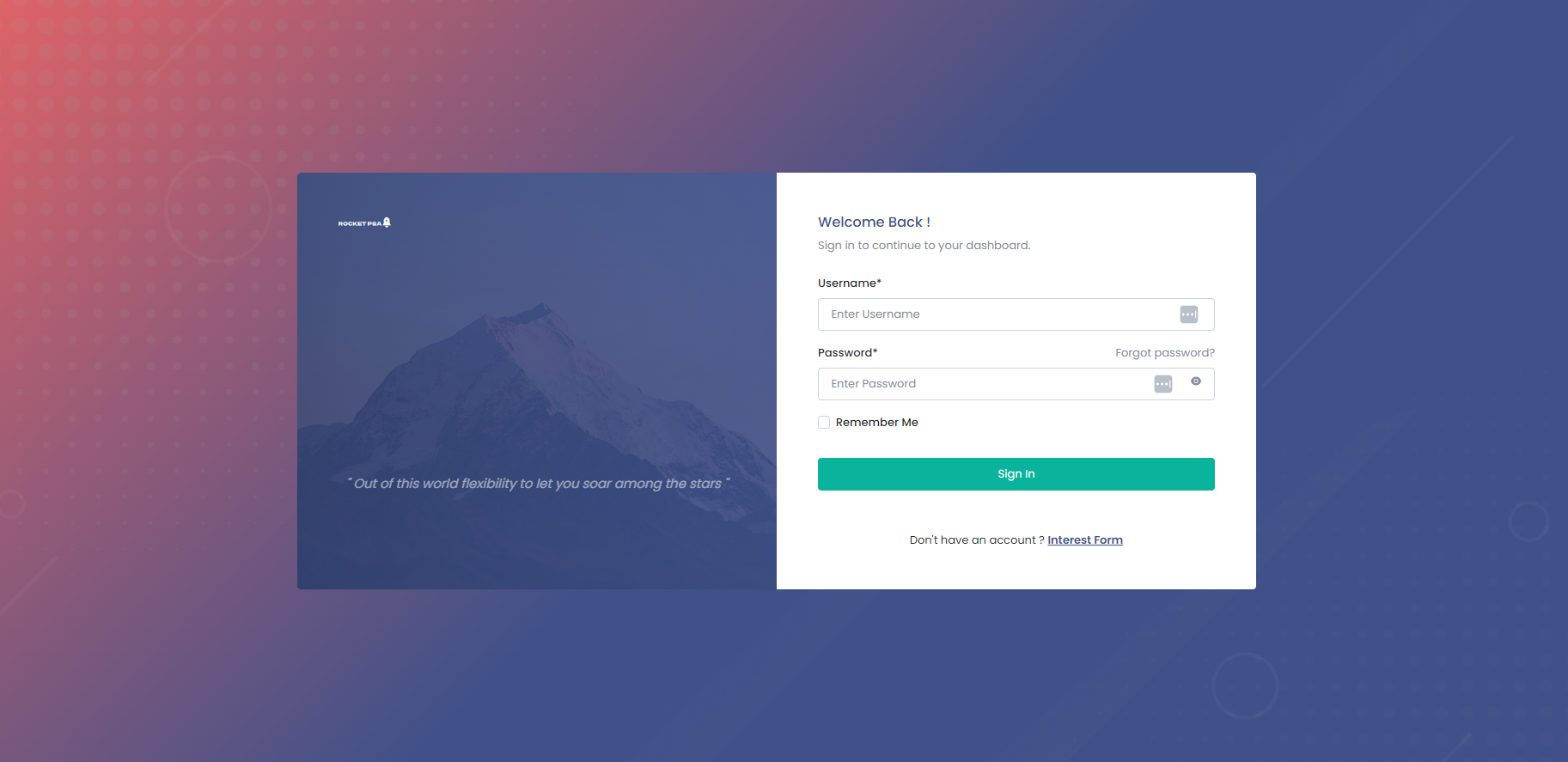 RocketPSA login screenshot